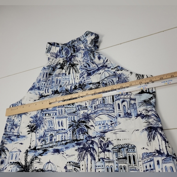 Calypso St. Barth Blue and White Sleeveless Halter Type Dress Small Pockets NWOT - Picture 8 of 11